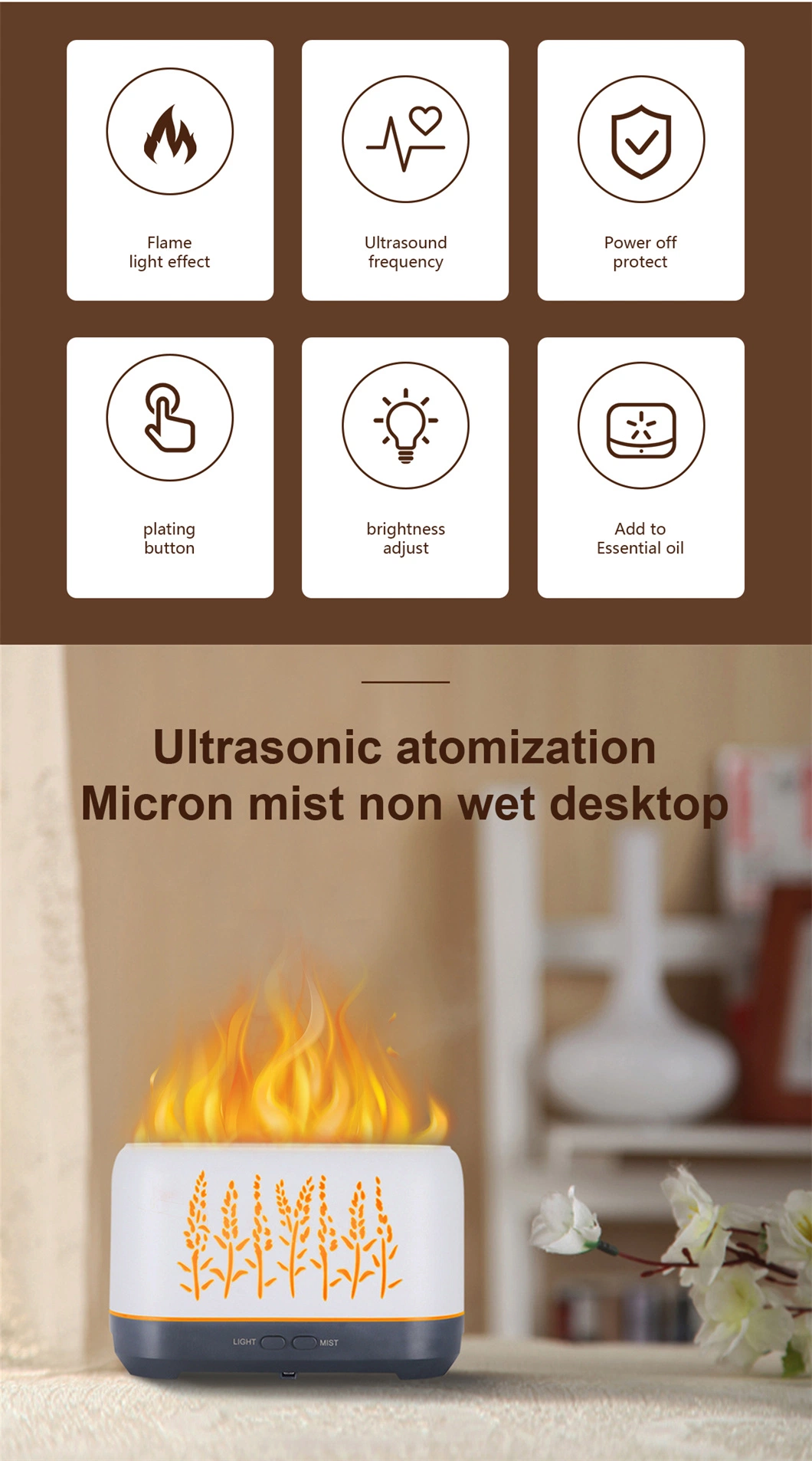 Electric Aroma Diffuser Remote Control 3D Diffuser Wood Grain Air Humidifier Deffuser