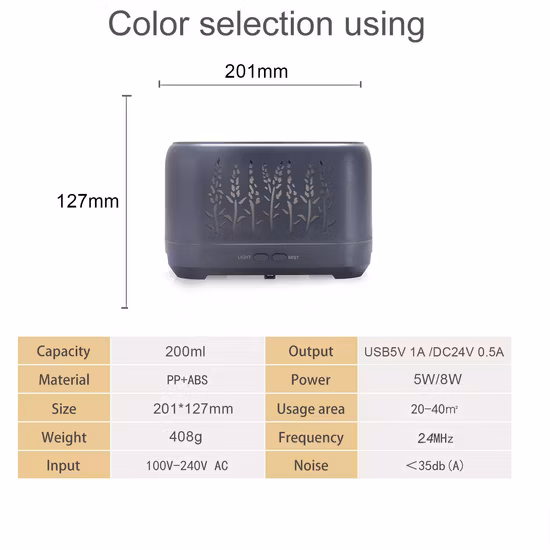 Difusor portátil del aire de la llama del difusor del fuego del humectador del difusor 180ml del aroma de la llama del fuego 3D mini
